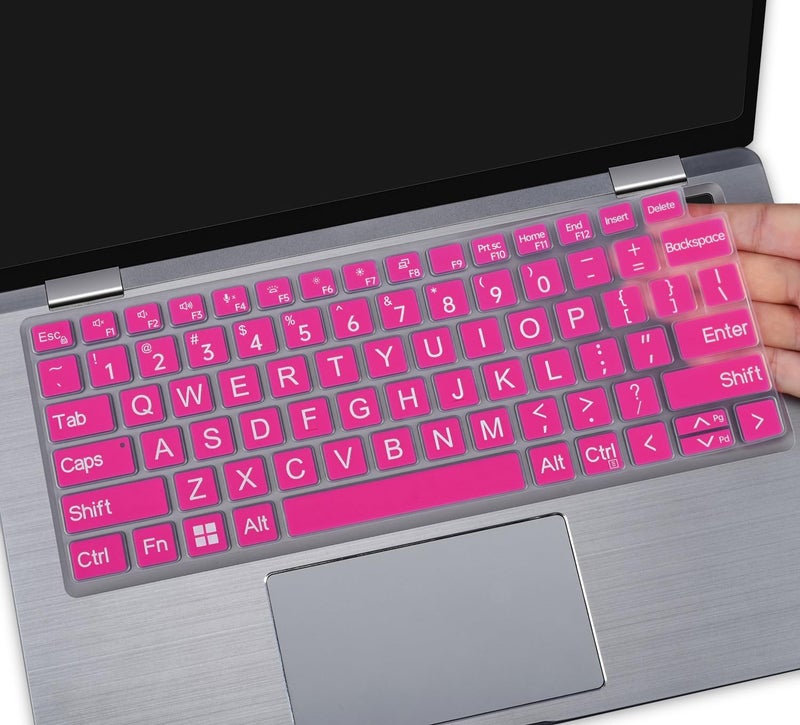 CaseBuy غطاء لوحة مفاتيح مطبوع بحروف كبيرة لجهاز ديل لاتيتيود 7420 7430 7440 7450 14"، لاتيتيود 14" 3440 3450 5420 5430 5431 5440 5450 9420 9430، لاتيتيود 9510 9520 7520 15.6" و7650 7640 16" لابتوب، وردي فاقع - Image 1