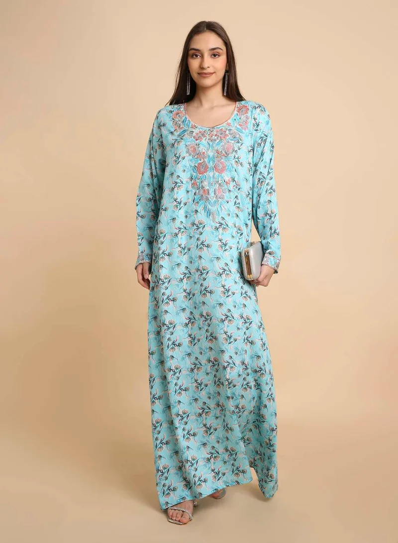 HANA & SARA Elegant Arabic Mukhawar Jalabiya in Pure Giza Silk Cotton for Women with Head Scarf