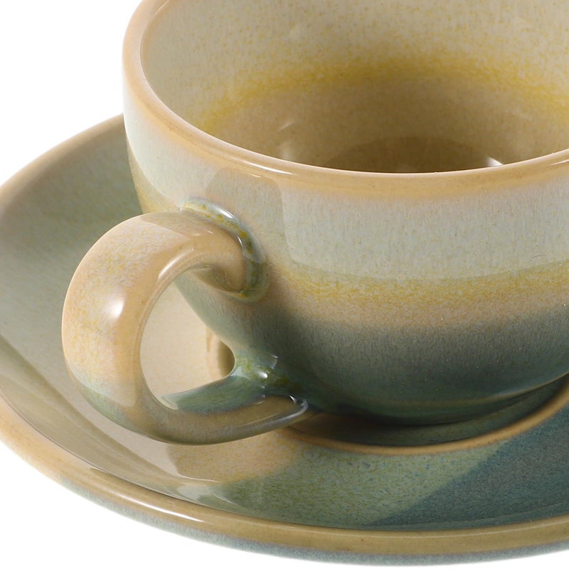 Green Water Pattern Ceramic Coffee Cup and Saucer Set 90ml for Latte Tea Home Office - Image 4