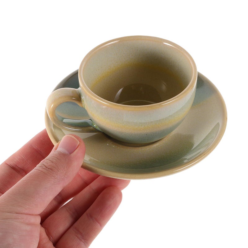 Green Water Pattern Ceramic Coffee Cup and Saucer Set 90ml for Latte Tea Home Office - Image 5