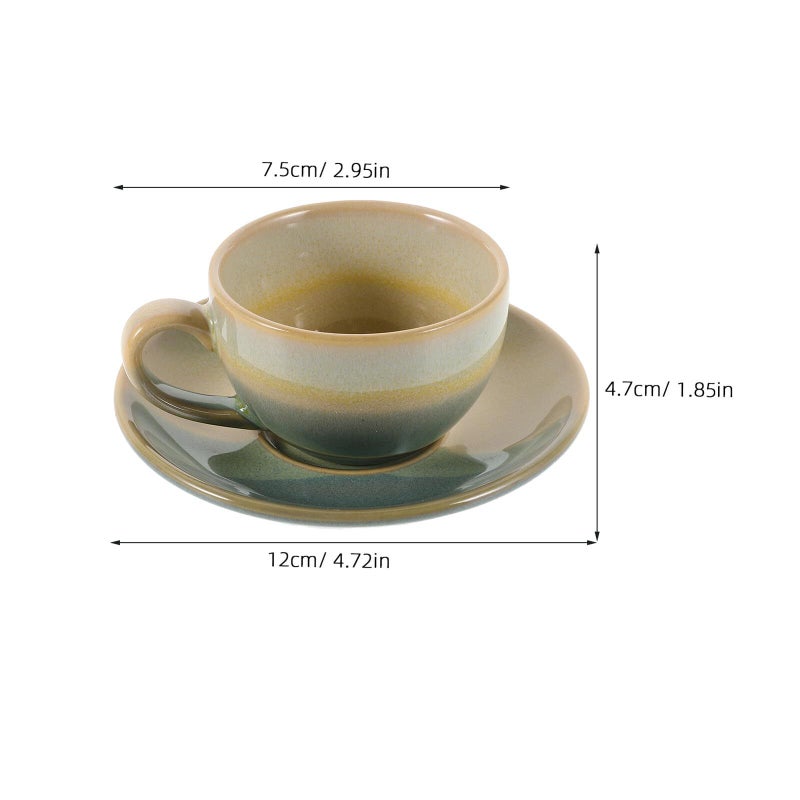 Green Water Pattern Ceramic Coffee Cup and Saucer Set 90ml for Latte Tea Home Office - Image 3