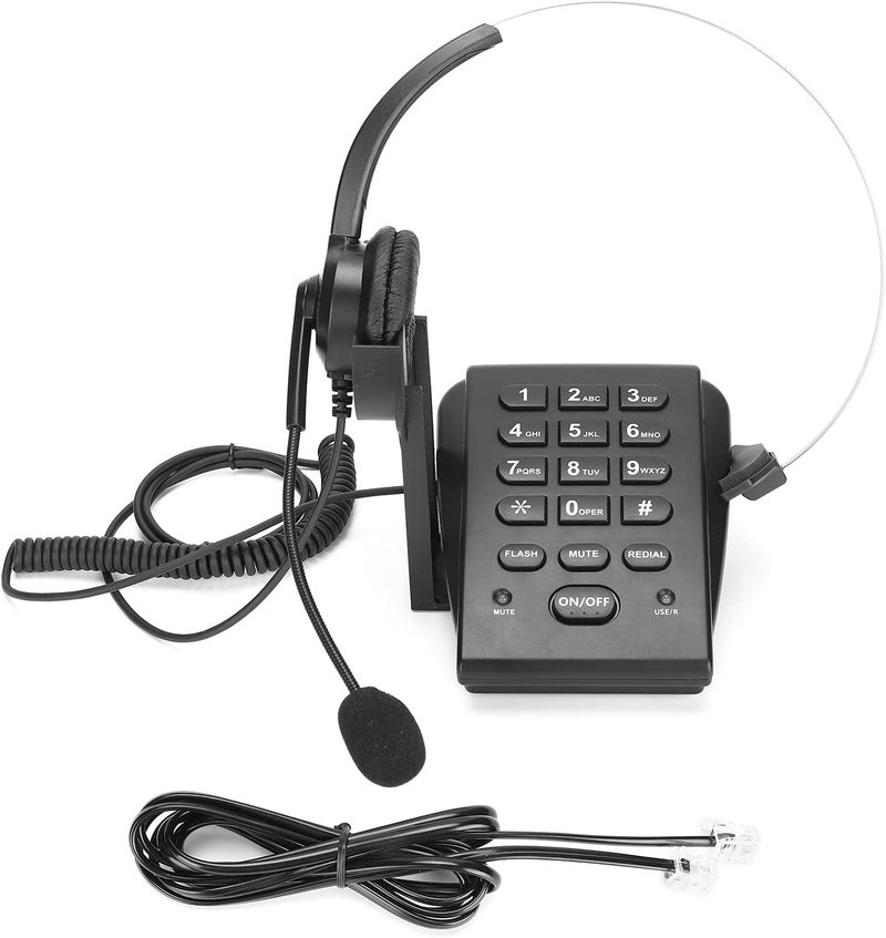 HT700 Omnidirectional Corded Telephone with Headset for Sound in The Call Center Office, Corded Telephone Set with Soft Ear Pads for 24/7 Use - Image 1