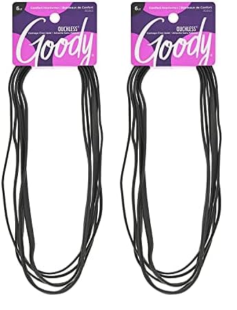 GOODY Womens Ouchless Thin Hair Flat Narrow Headwrap Black 6 Count Pack of 2 - Image 1