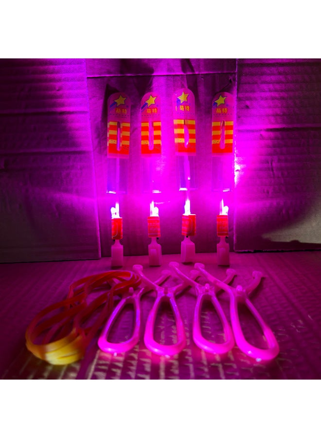 Glowing Bamboo Dragonfly Stall Toy Night Market Rocket Flashing Slingshot Arrow Glowing Toy Fun Play For Kids-Color:Meng Special Small Flying Arrow Pink (Whistle)  - Image 1
