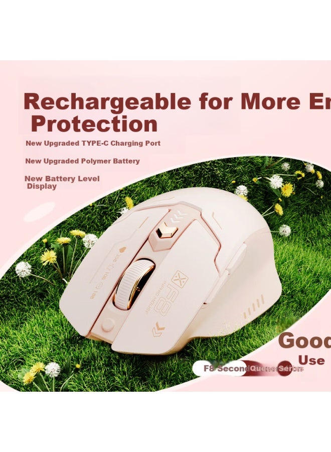 Inphic F8 2nd Generation Wireless Rechargeable Mouse Office Mouse Silent Mouse Battery Indicator Computer Notebook 2.4g Universal Portable Milk Tea Color - Image 2