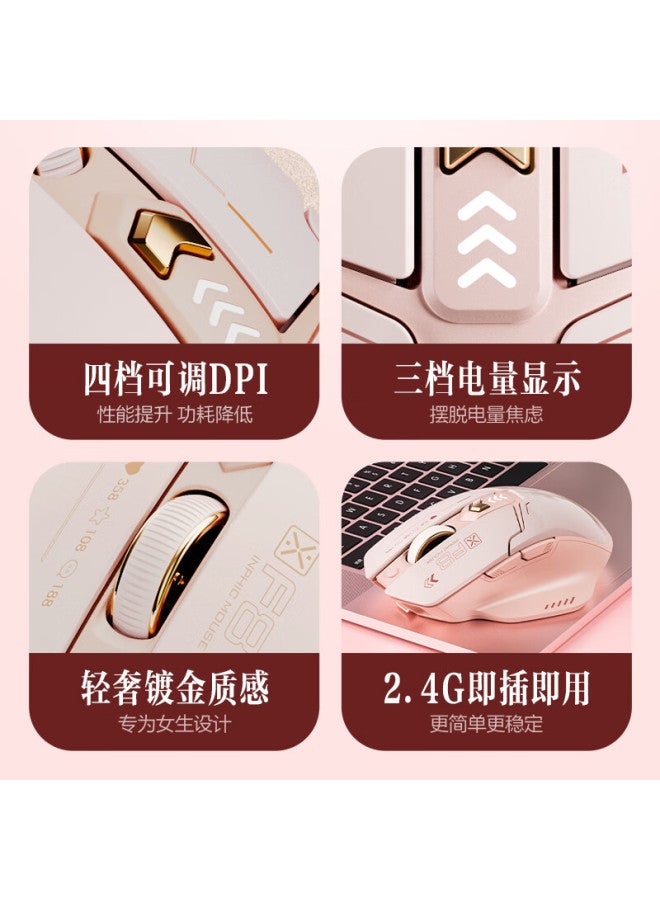 Inphic F8 2nd Generation Wireless Rechargeable Mouse Office Mouse Silent Mouse Battery Indicator Computer Notebook 2.4g Universal Portable Milk Tea Color - Image 5