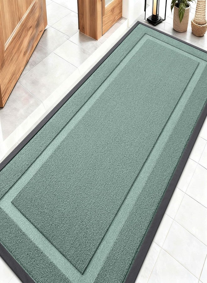 OLANLY Front Door Mat Indoor Outdoor Entrance, Waterproof All-Season, All-Weather Doormat, Sturdy Natural Rubber, Low Profile, Easy Clean Patio Porch Entryway Mat, 59x23, Grayish Green - Image 1