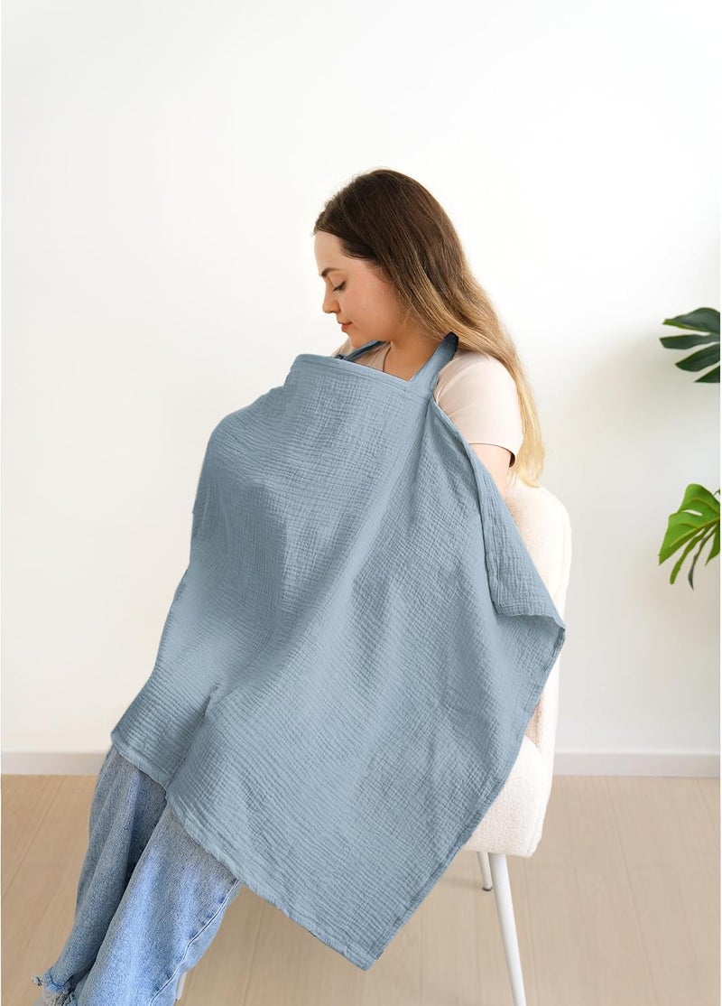 MairMore Muslin Nursing Covers for Breastfeeding, Privacy Breast Feeding Cover with Arch Neckline for Mom and Baby, Breathable 100% Cotton Nursing Apron Multi-use Stroller Cover | Large & Breathable Nursing Apron, Multi-Use Breastfeeding & Stroller Cover, Full Privacy for Mom & Baby (Pink Blossom) - Image 1