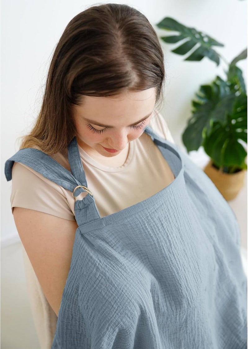 MairMore Muslin Nursing Covers for Breastfeeding, Privacy Breast Feeding Cover with Arch Neckline for Mom and Baby, Breathable 100% Cotton Nursing Apron Multi-use Stroller Cover | Large & Breathable Nursing Apron, Multi-Use Breastfeeding & Stroller Cover, Full Privacy for Mom & Baby (Pink Blossom) - Image 2