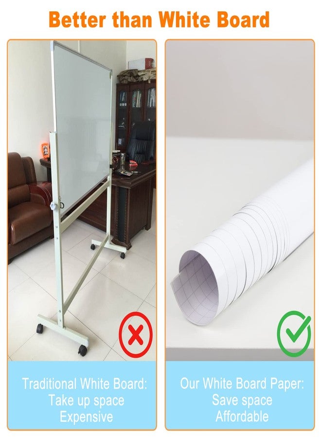 Nortix Whiteboard Wallpaper, Whiteboard Contact Paper, White Board Sticker, Stain-Proof, Super Sticky Peel and Stick Dry Erase Roll for School/Office/Home, 1 Piece (1.45x11ft) - Image 4