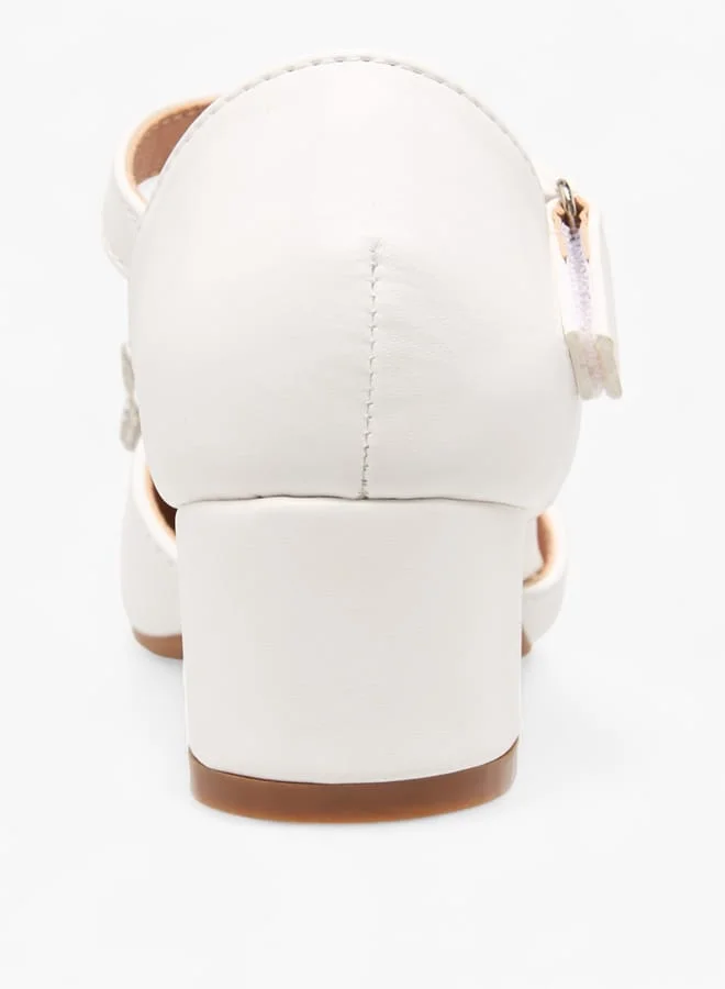 Flora Bella By Shoexpress Girls Block Heel Ballerina With Hook And Loop Closure