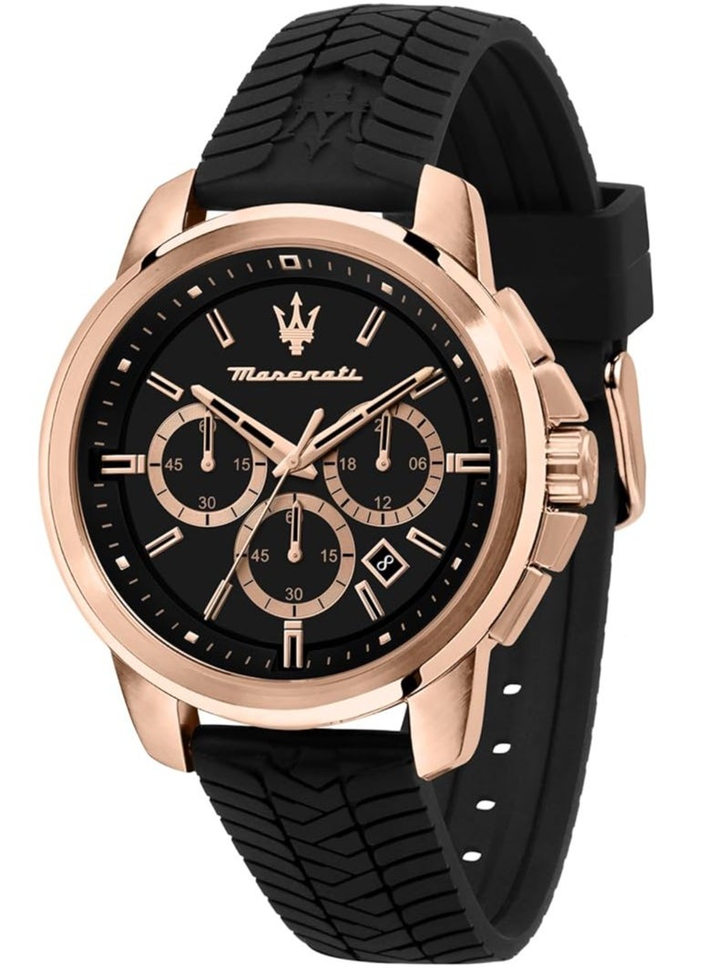 Maserati Maserati R8871621012 Men's Successo  Black Silicone Quartz Fashion Watch  - Image 1