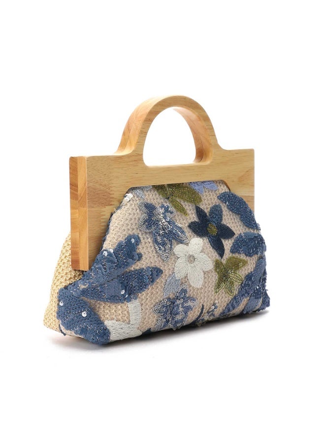 Mr.joe Mr Joe Baby Blue Elegant Sequined Floral  Clutch-shoulder bag for Women-4134 - Image 2