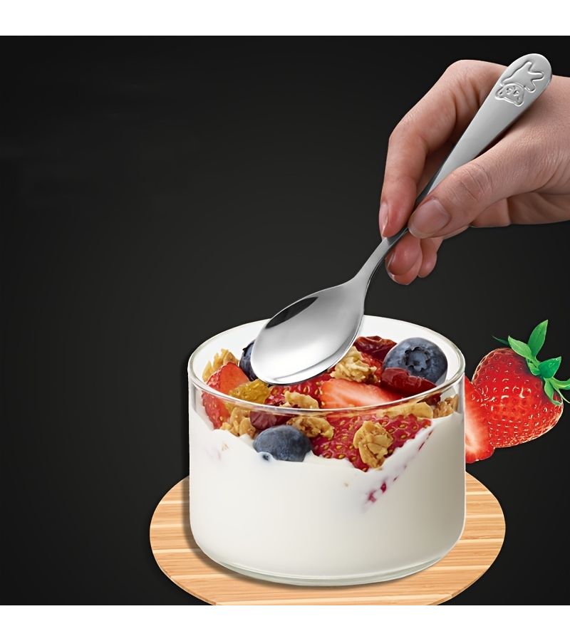 304 Stainless Steel Cartoon Bear Tableware Spoon Fork 4pcs Kids Creative Cute Flatware Set - Image 4