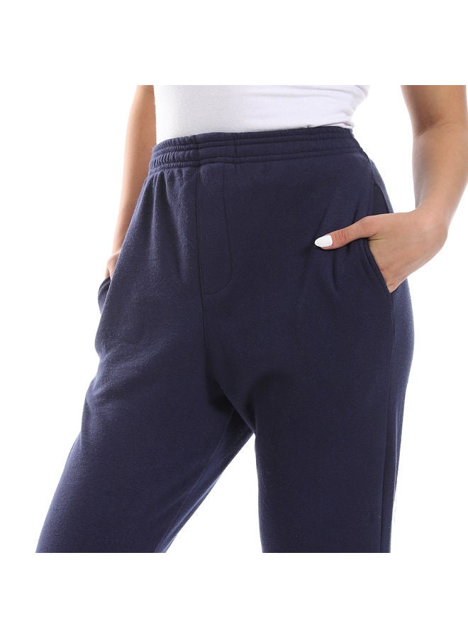 Andora Cotton Plain Navy Blue Slip On Pajama Bottom-Navy Blue - Image 5