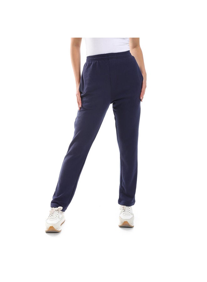 Andora Cotton Plain Navy Blue Slip On Pajama Bottom-Navy Blue - Image 2