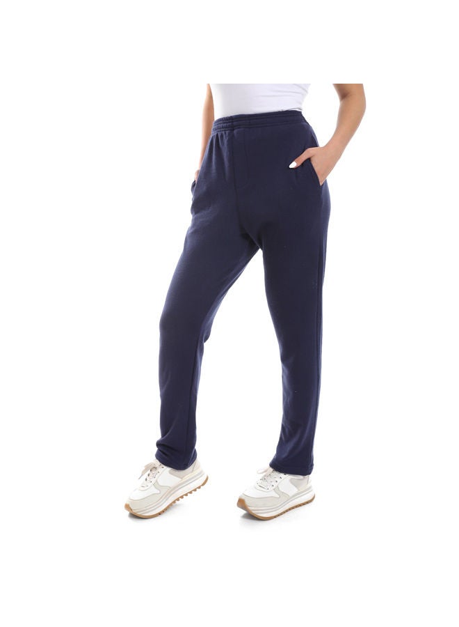 Andora Cotton Plain Navy Blue Slip On Pajama Bottom-Navy Blue - Image 4
