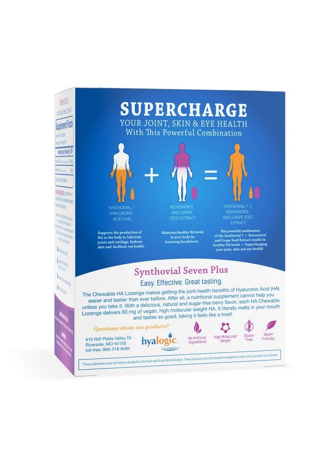 Hyalogic Synthovial Seven Hyaluronic Acid Liquid & Resveratrol Capsules Ha Joint Support Vegan 1 Oz - Image 4