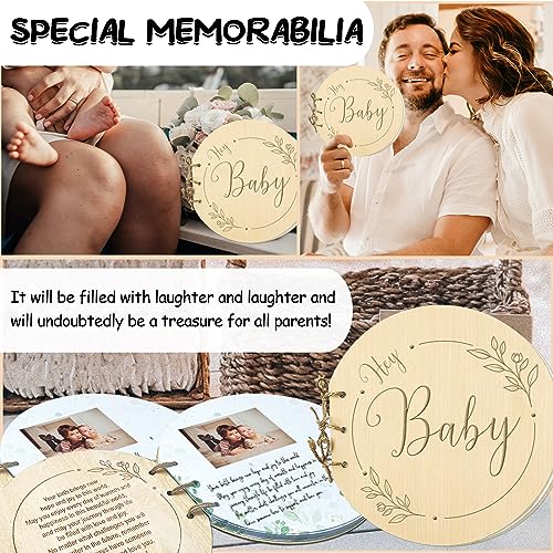 1DFAUL Baby Shower Guest Book, 80 Pages Hey Baby Shower Sign in Guest Book with Watercolor Design, Baby Shower Guest Book Alternatives Girl Boy, Wood Guestbook Keepsake Gift for New Parents - Image 4