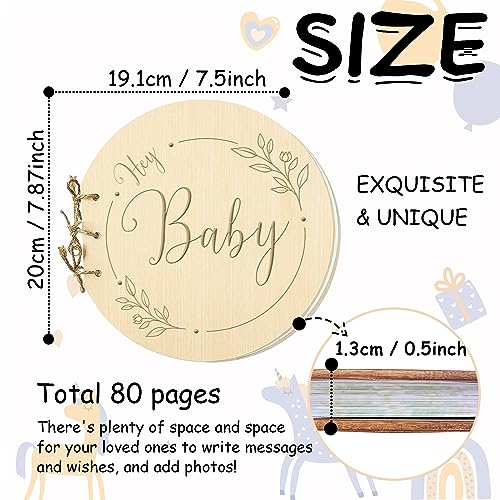 1DFAUL Baby Shower Guest Book, 80 Pages Hey Baby Shower Sign in Guest Book with Watercolor Design, Baby Shower Guest Book Alternatives Girl Boy, Wood Guestbook Keepsake Gift for New Parents - Image 3