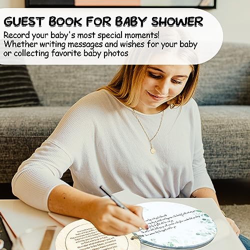 1DFAUL Baby Shower Guest Book, 80 Pages Hey Baby Shower Sign in Guest Book with Watercolor Design, Baby Shower Guest Book Alternatives Girl Boy, Wood Guestbook Keepsake Gift for New Parents - Image 5