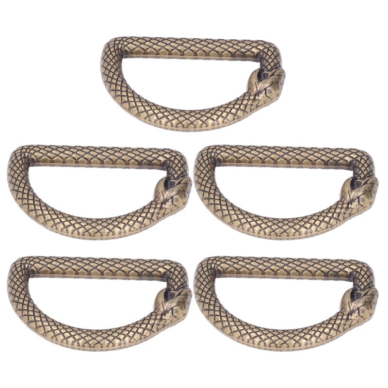Bronze-colored Zinc Alloy D Rings: 5 Pieces Sturdy Durable Metal D Rings - Easy Assembly Multifunctional D Rings for Belts, Backpacks, Handbags and Dog Collars - Image 3