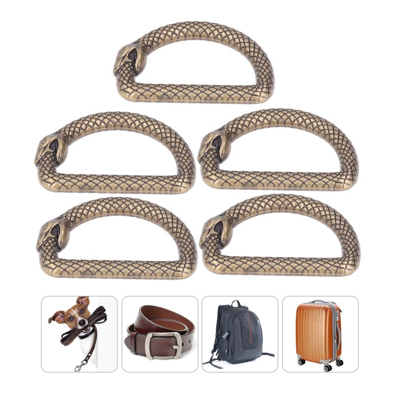 Bronze-colored Zinc Alloy D Rings: 5 Pieces Sturdy Durable Metal D Rings - Easy Assembly Multifunctional D Rings for Belts, Backpacks, Handbags and Dog Collars - Image 1