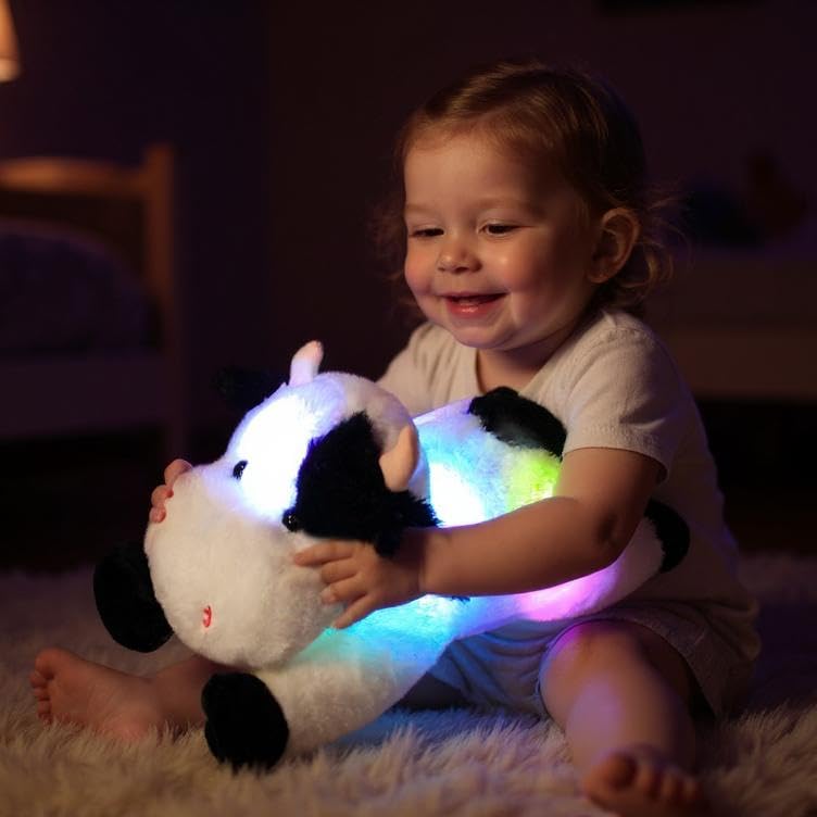 Cuteoy Glowing LED Cow Lightup Nightlight Toys Musical Plush Stuffed Animal Soft Singing Lullabies Birthday Christmas Plushies Gifts for Kids Boys Girls155 - Image 5