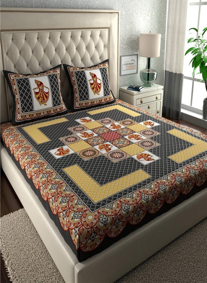 ABHACLOTHO 144 TC 100% Cotton Double Bed Bedsheet | Double Size Bedsheet with 2 Pillow Cover | Soft & Breathable Queen Size Flat Sheet (90x100 Inches)-AK-181 - Image 1