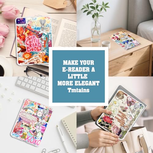 Tmtains 6Pcs Inserts Cardstock for Kindle Paperwhite Clear Case 2Pcs E-reader Charms Bracelets Decor for Women Men Reader Booklovers Vintage Theme Back Cover Inserts for Kindle 11-12th (6.8"x4.8") - Image 5