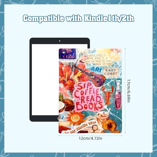 Tmtains 6Pcs Inserts Cardstock for Kindle Paperwhite Clear Case 2Pcs E-reader Charms Bracelets Decor for Women Men Reader Booklovers Vintage Theme Back Cover Inserts for Kindle 11-12th (6.8"x4.8") - Image 2