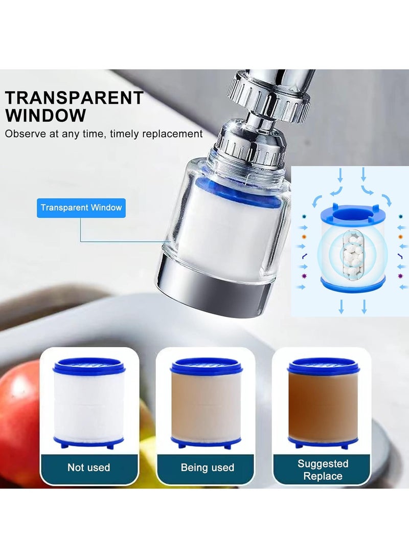 Sink Filter Water Faucet, Universal Faucet Filter 360 ° Rotating Purifier Bathroom Kitchen Faucet Water Filter-Removes Chlorine Fluoride Heavy Metals Hard Water for Home (4 Pcs+30 filter cartridges) - Image 3