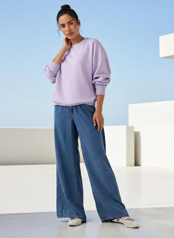 Splash FAV Regular Fit Sweatshirt with Typographic Print