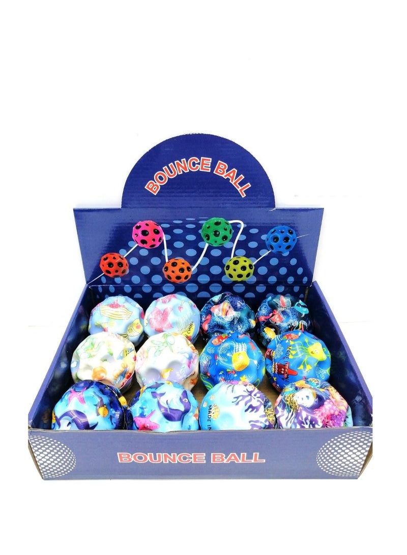 Rally High Bounce Jumping Balls for Kids, 12 Pack, Nautical Print, Fun Bounce Ball, 7cm Diameter