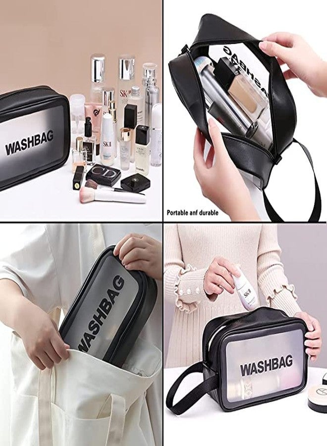 HIMART Waterproof Multipurpose Zipper Cosmetic Travel Wash Bag Toiletry Makeup Organizer Portable Carry Bag Pouch Home & Travel Toiletry Bag for Women Girls. (Small Black wash Bag) - Image 5
