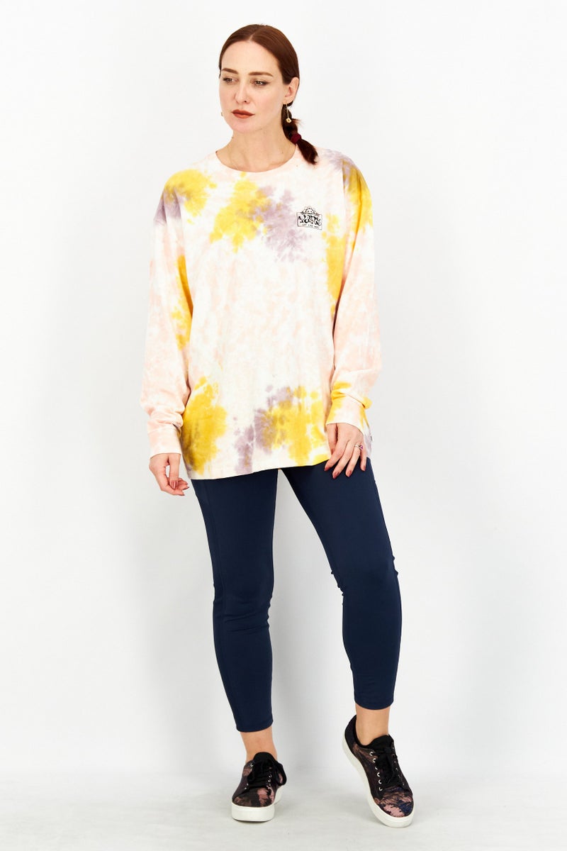 VANS Women Crew Neck Long Sleeves Brand Logo Sweatshirt, Pink Combo - Image 2