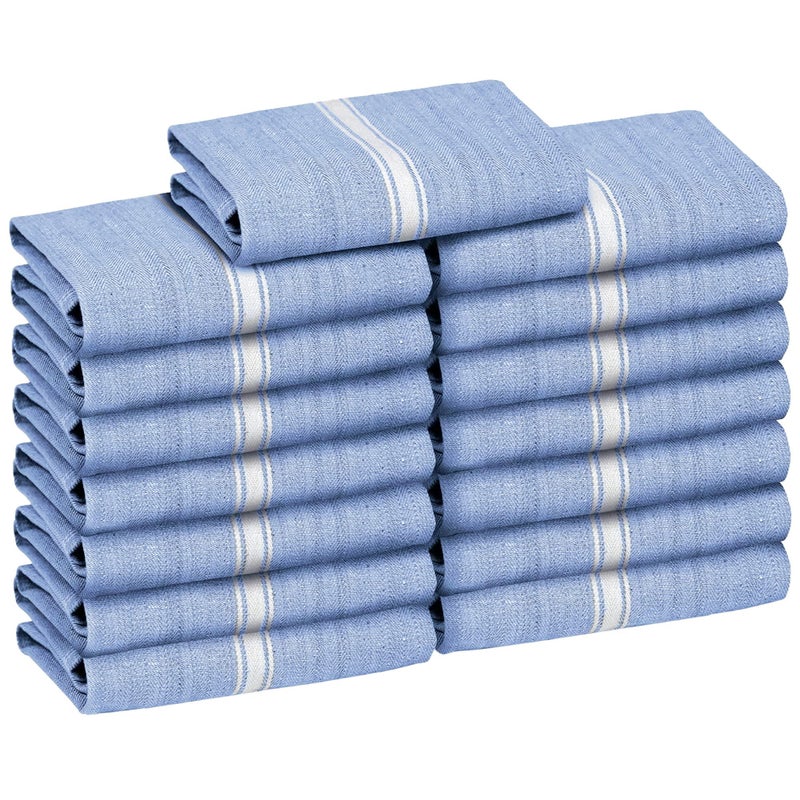 Zeppoli Classic Kitchen Towels 15 Pack 100 Natural Cotton Towel Set Reusable Wash Cloths Absorbent Dish Towels Machine Washable Hand Towels Kitchen Essentials 14 by 25 Blue Base