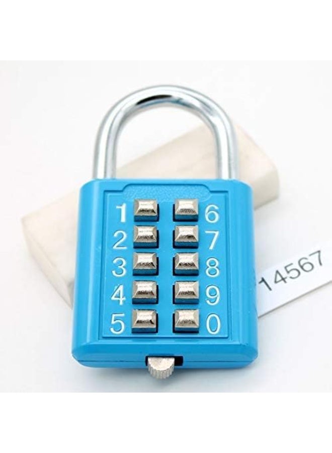 MIONI 10 Digit Push Button Combination Padlock, 5 Digit Locking Mechanism,Blue (Blue) - Image 2