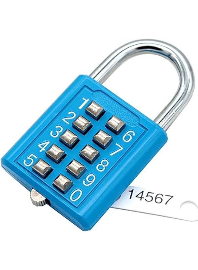 MIONI 10 Digit Push Button Combination Padlock, 5 Digit Locking Mechanism,Blue (Blue) - Image 1