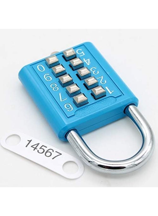 MIONI 10 Digit Push Button Combination Padlock, 5 Digit Locking Mechanism,Blue (Blue) - Image 3