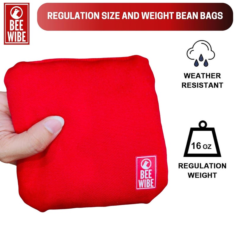 BEEWIBE Set of 8 Official Regulation Cornhole Bags - Dual-Sided, Weather-Resistant Bean Bags for Professional and Casual Play - Includes Convenient Tote Bag (Black/Red) - Image 4
