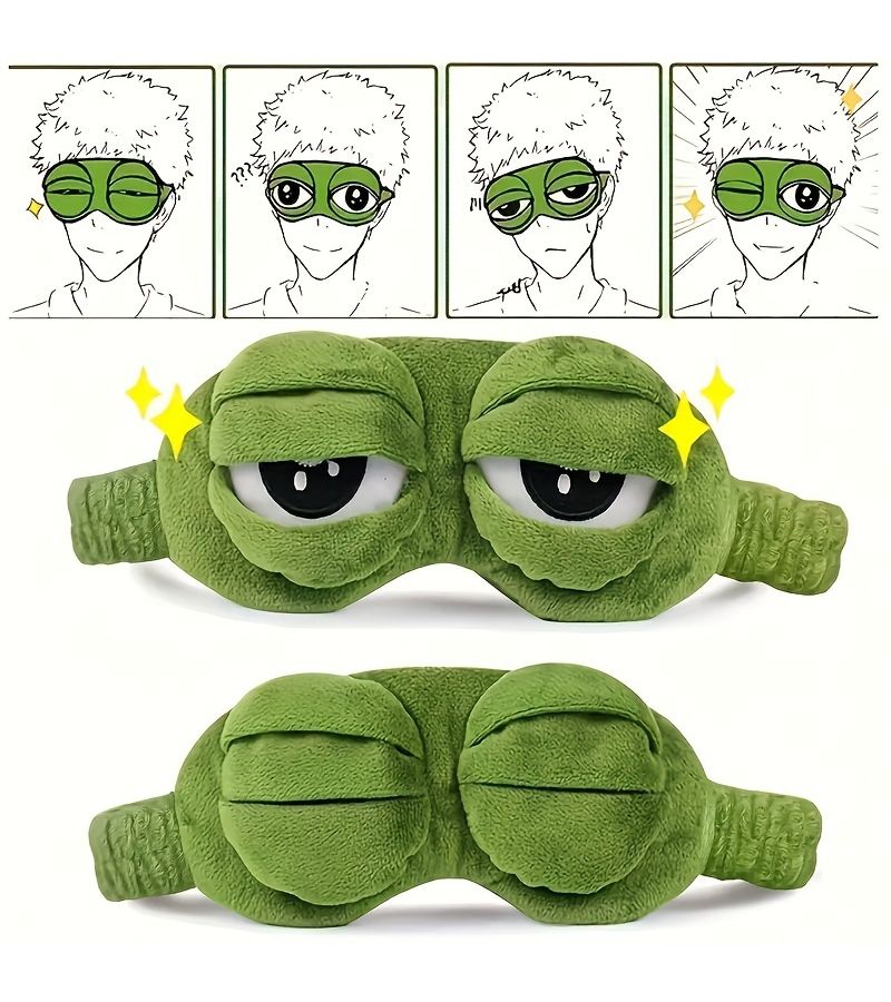 Green Frog Sleeping Eye Mask Soft Comfortable Travel Blackout Nap Essential - Image 3