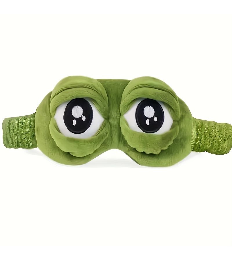 Green Frog Sleeping Eye Mask Soft Comfortable Travel Blackout Nap Essential - Image 1