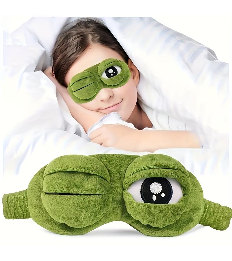 Green Frog Sleeping Eye Mask Soft Comfortable Travel Blackout Nap Essential - Image 4