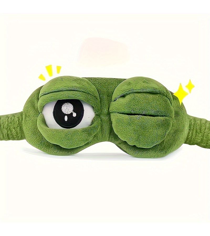 Green Frog Sleeping Eye Mask Soft Comfortable Travel Blackout Nap Essential - Image 2