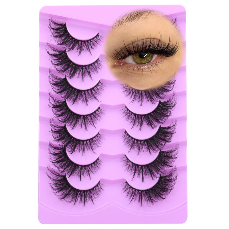 False Eyelashes Fairy Cat Eye Lashes Mink Fox Eye Lashes Wispy Dramatic Eyelashes 20mm Fake Lashes 7 Pairs Pack by ALICE