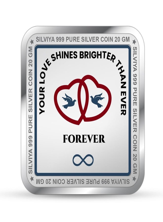 Silviya BIS Hallmarked 999 Pure Silver 25th Anniversary Coin (20g) Square Shape - Memorable Gift - Celebrate 25 Years - Silver Jubilee - With Certificate of Authenticity - Image 3