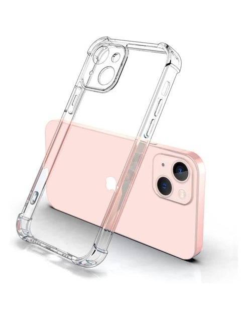 Shockproof Silicone Back Defender Cover, Defender Corners and Transparent Back Compatible With Apple iPhone 13 Mini (5.4'') (Clear)