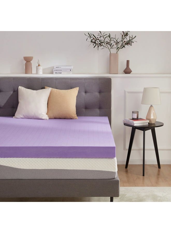 SINWEEK 4 Inch Gel Memory Foam Mattress Topper Ventilated Soft Mattress Pad, Bed Topper, CertiPUR-US Certified, Queen Size, Purple - Image 1
