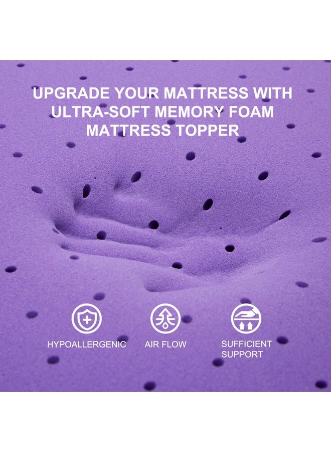 SINWEEK 4 Inch Gel Memory Foam Mattress Topper Ventilated Soft Mattress Pad, Bed Topper, CertiPUR-US Certified, Queen Size, Purple - Image 3
